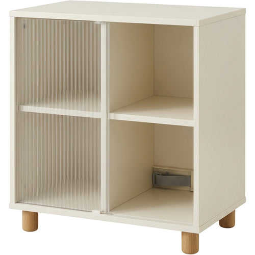 Hjvmn Ribbed Acrylic Sliding Door Bedside Cabinet Ivory - Product view