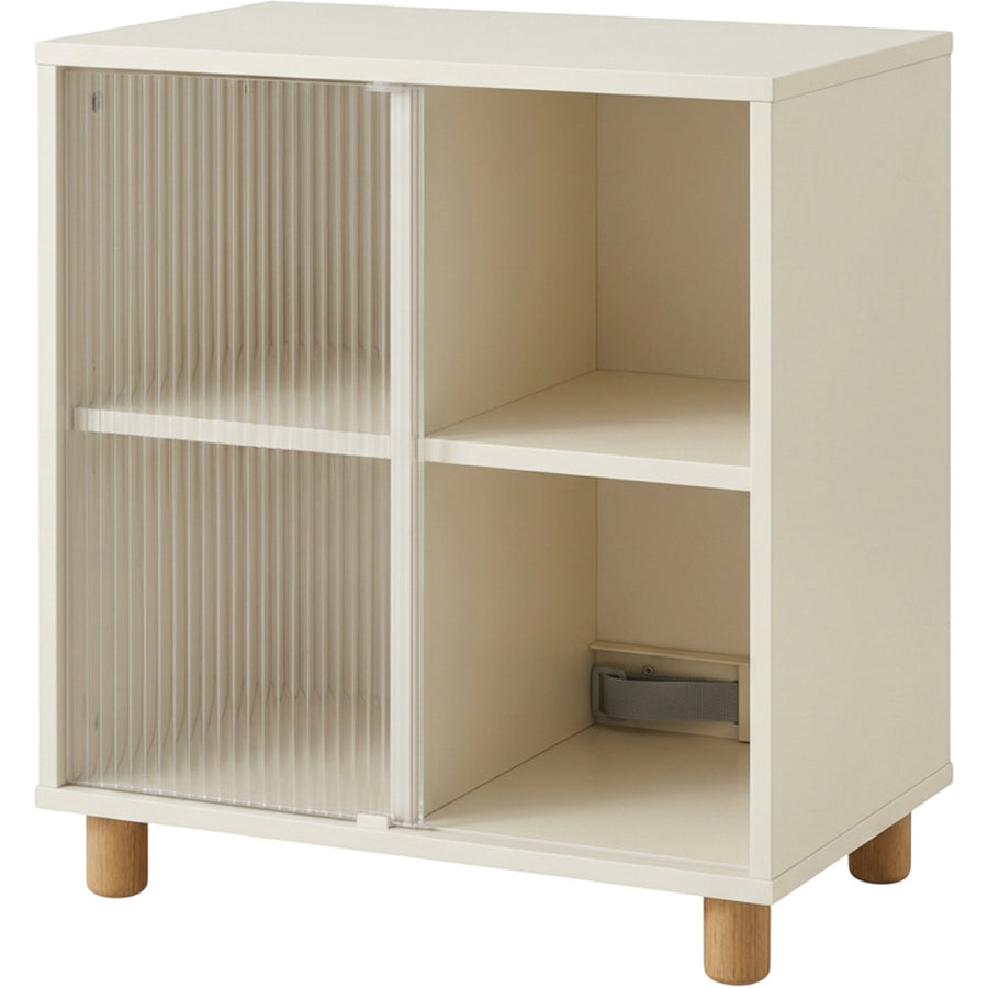 Hjvmn Ribbed Acrylic Sliding Door Bedside Cabinet Ivory