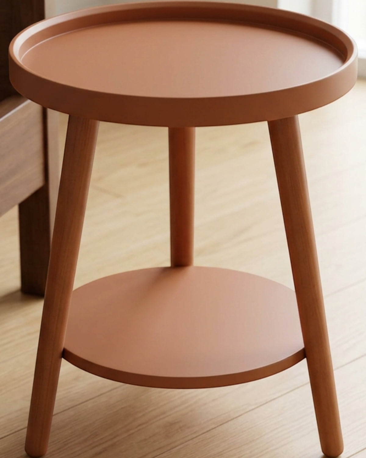 Hjvmn Round Three Leg Bedside Tray Table Warm Clay - Lifestyle view